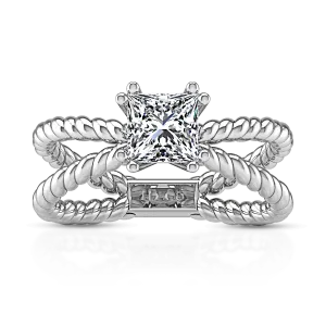 Solitaire Princess Cut Diamond Engagement Ring Infinity 14K White Gold