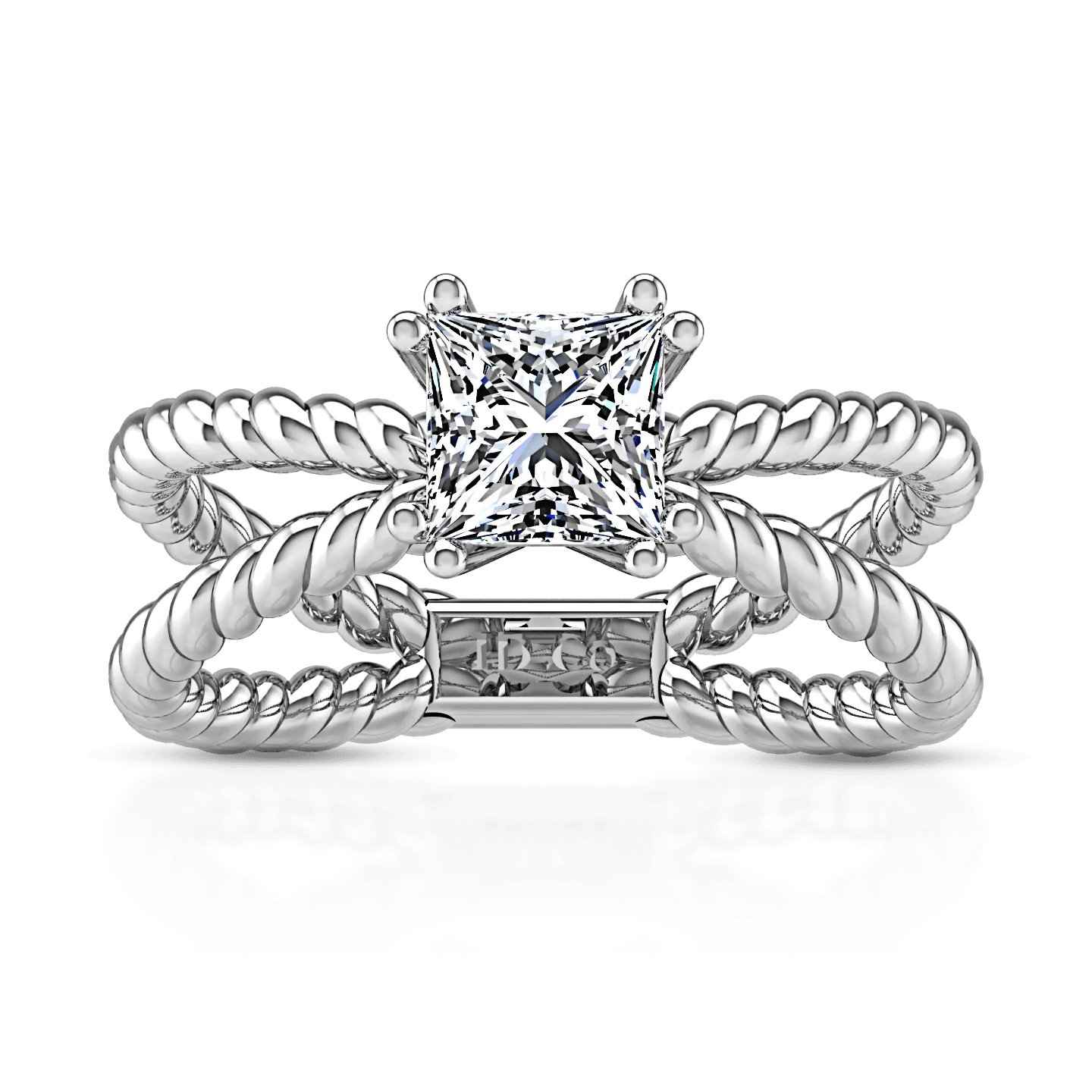 Solitaire Princess Cut Diamond Engagement Ring Infinity 14K White Gold