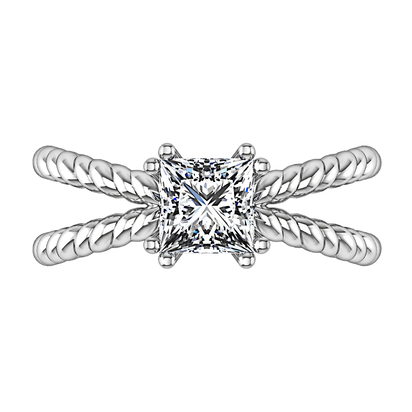Solitaire Princess Cut Diamond Engagement Ring Infinity 14K White Gold