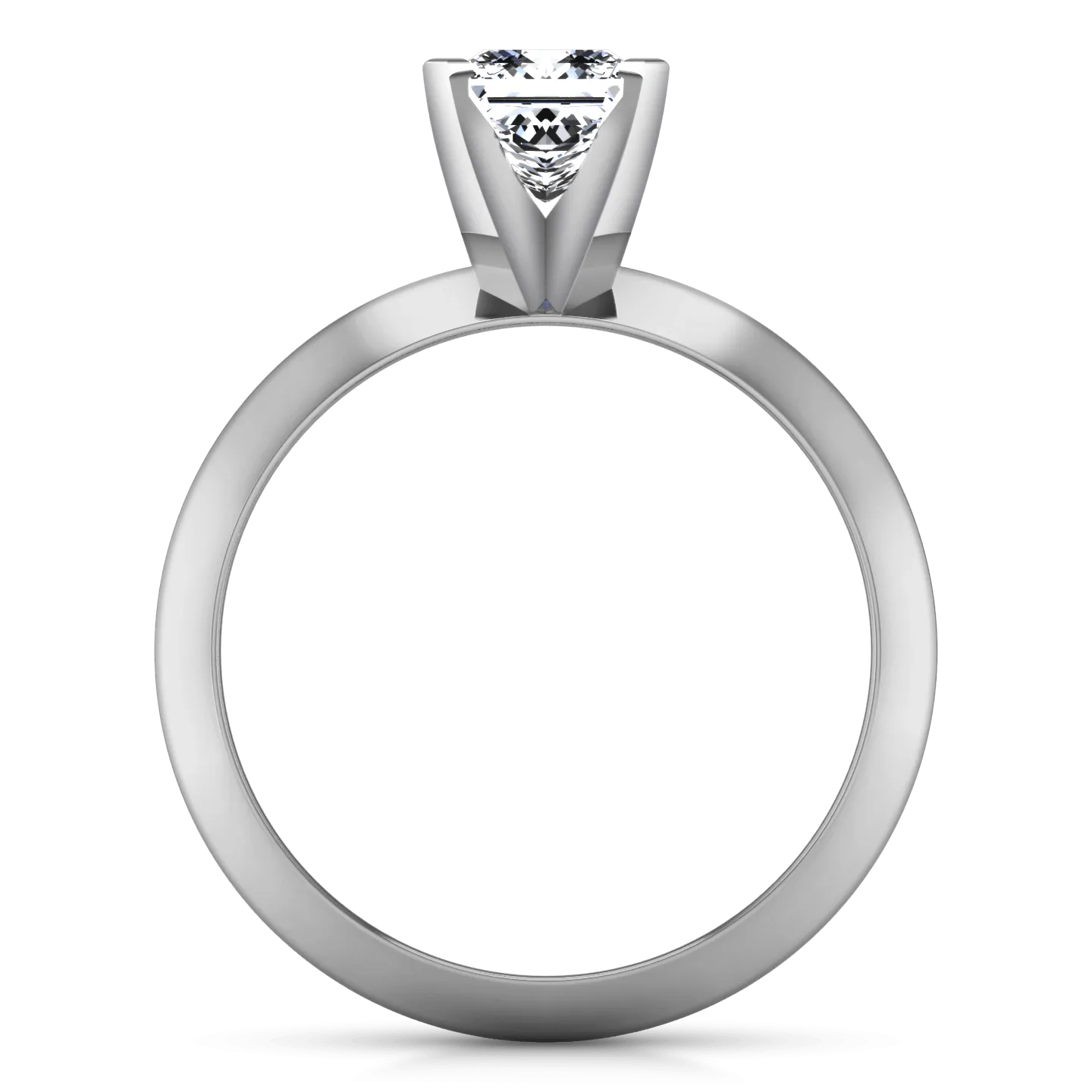 Solitaire  Princess Cut Diamond Engagement Ring Knife Edge 14K White Gold