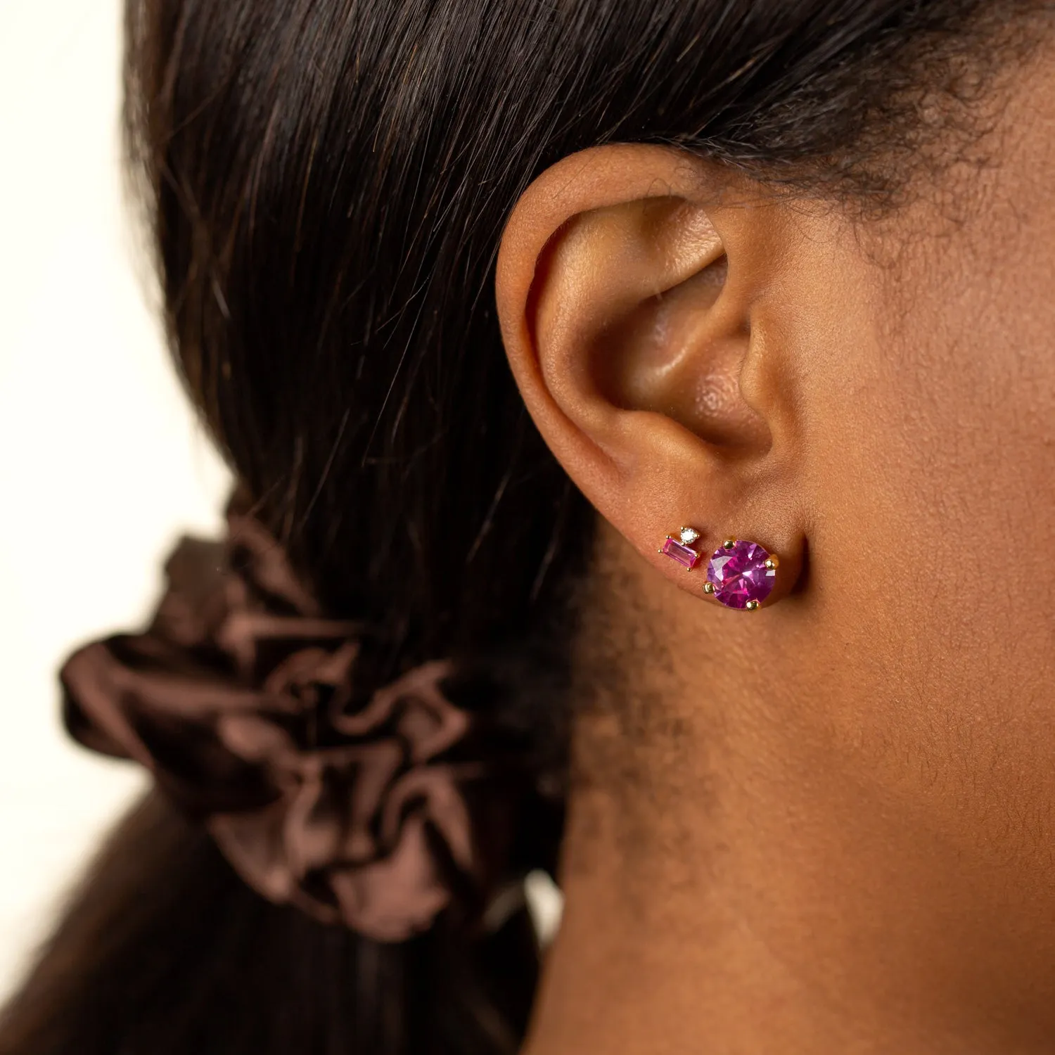 Solitaire Round Stud Earrings