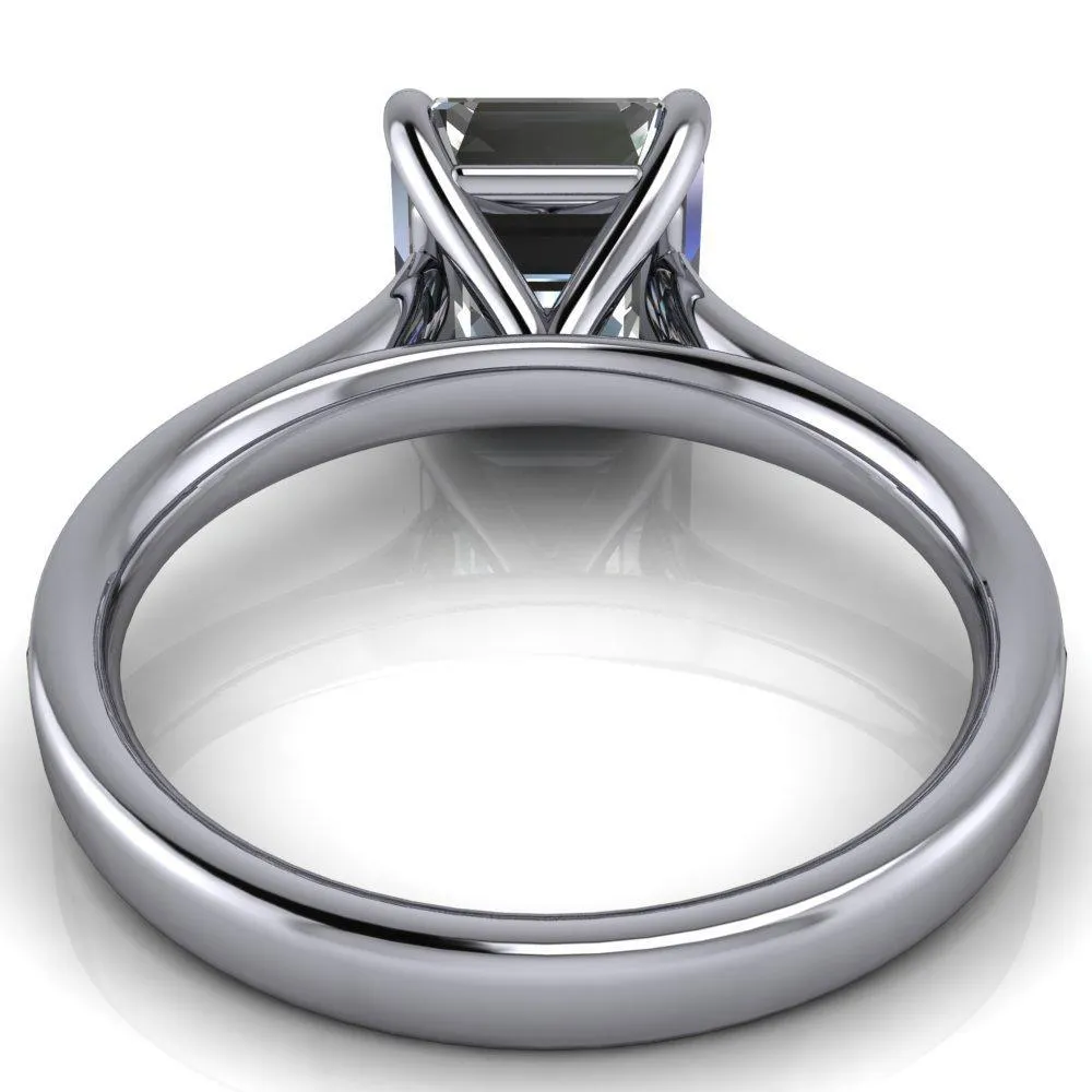 Sonia Asscher Moissanite 4 Prong Bar Shank Engagement Ring