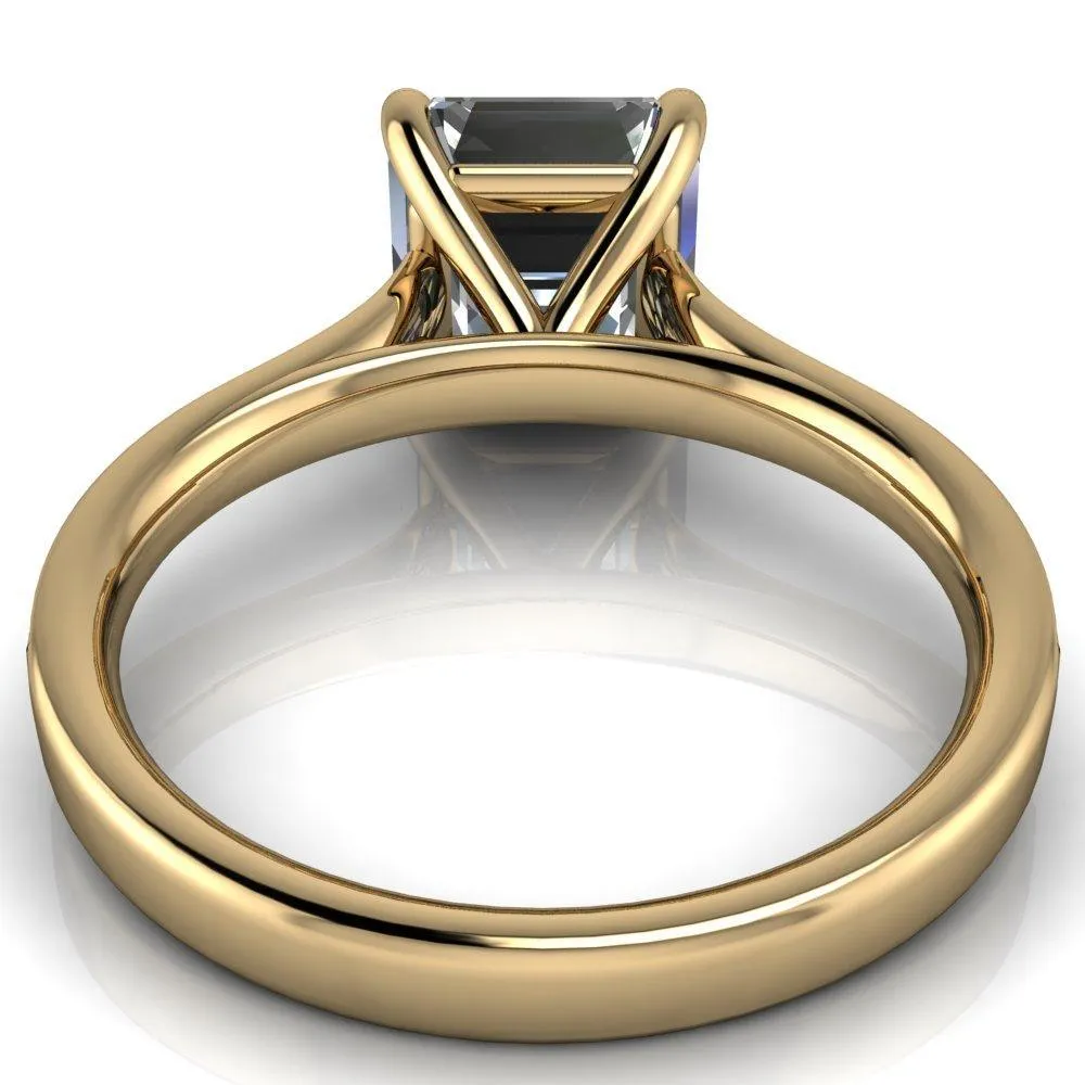 Sonia Asscher Moissanite 4 Prong Bar Shank Engagement Ring