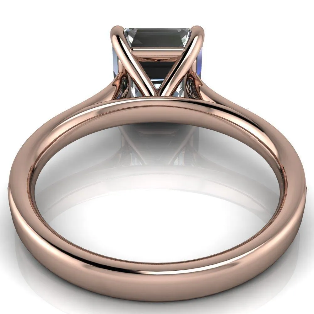 Sonia Asscher Moissanite 4 Prong Bar Shank Engagement Ring