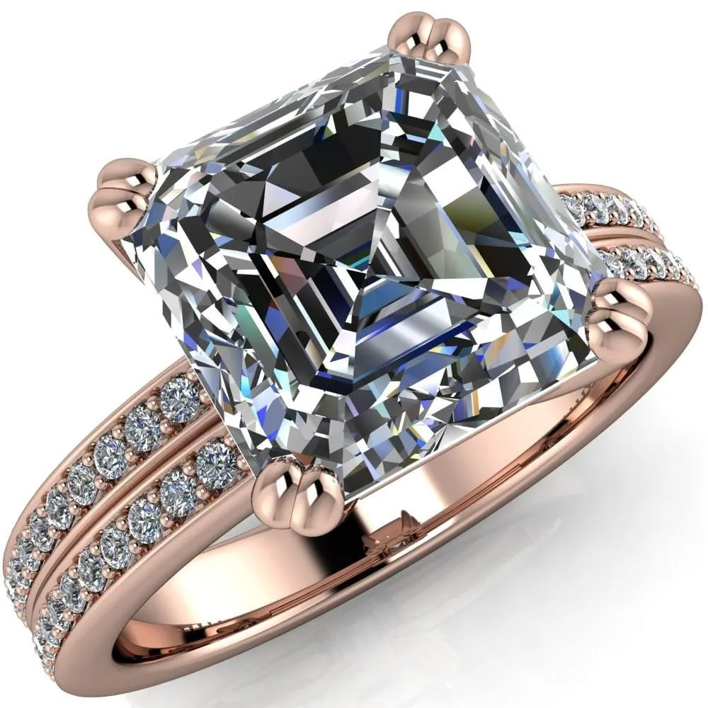 Sophina Asscher Moissanite 4 Double Prong Split Shank Engagement Ring