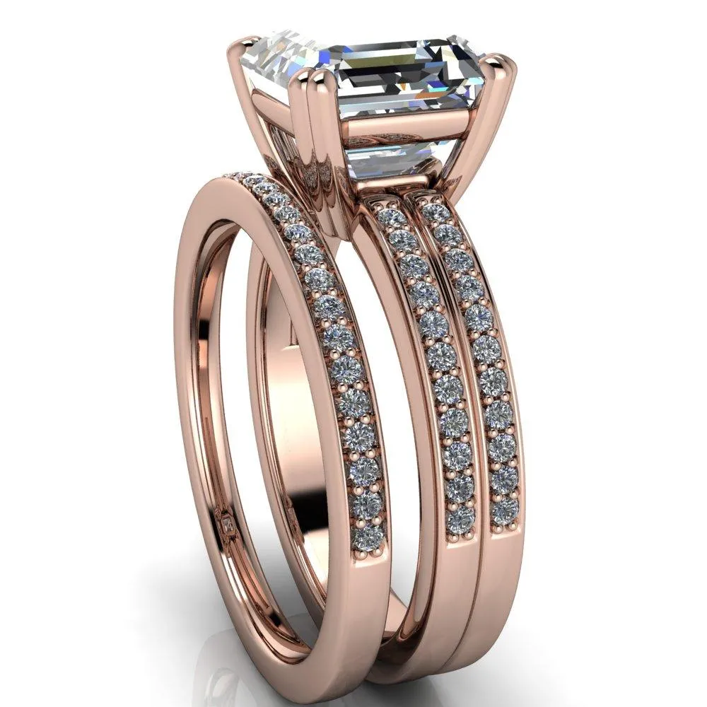 Sophina Asscher Moissanite 4 Double Prong Split Shank Engagement Ring