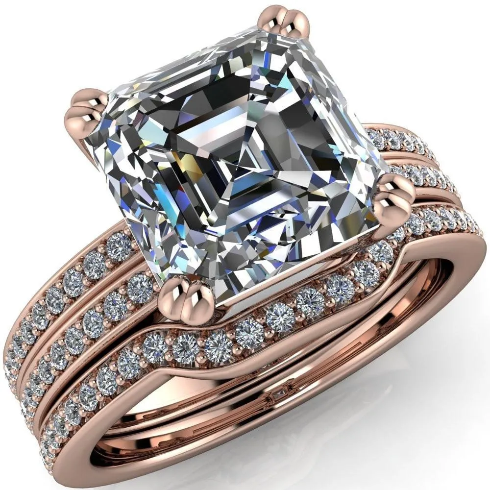 Sophina Asscher Moissanite 4 Double Prong Split Shank Engagement Ring