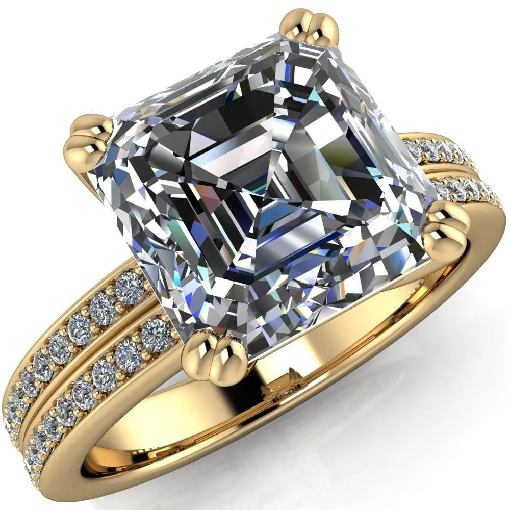 Sophina Asscher Moissanite 4 Double Prong Split Shank Engagement Ring