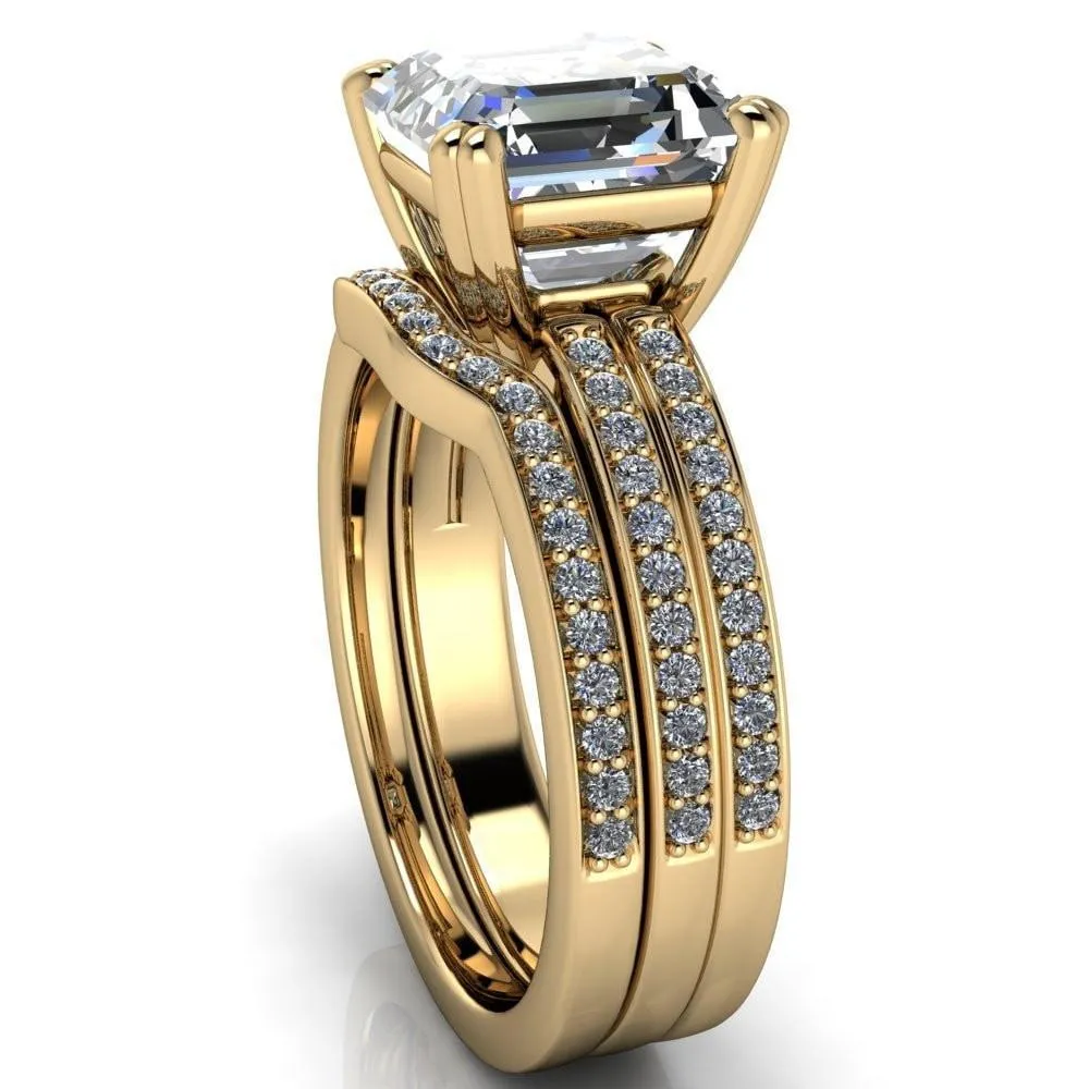 Sophina Asscher Moissanite 4 Double Prong Split Shank Engagement Ring