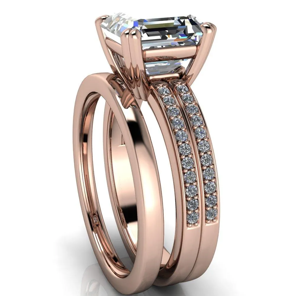 Sophina Asscher Moissanite 4 Double Prong Split Shank Engagement Ring