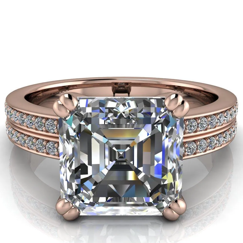 Sophina Asscher Moissanite 4 Double Prong Split Shank Engagement Ring