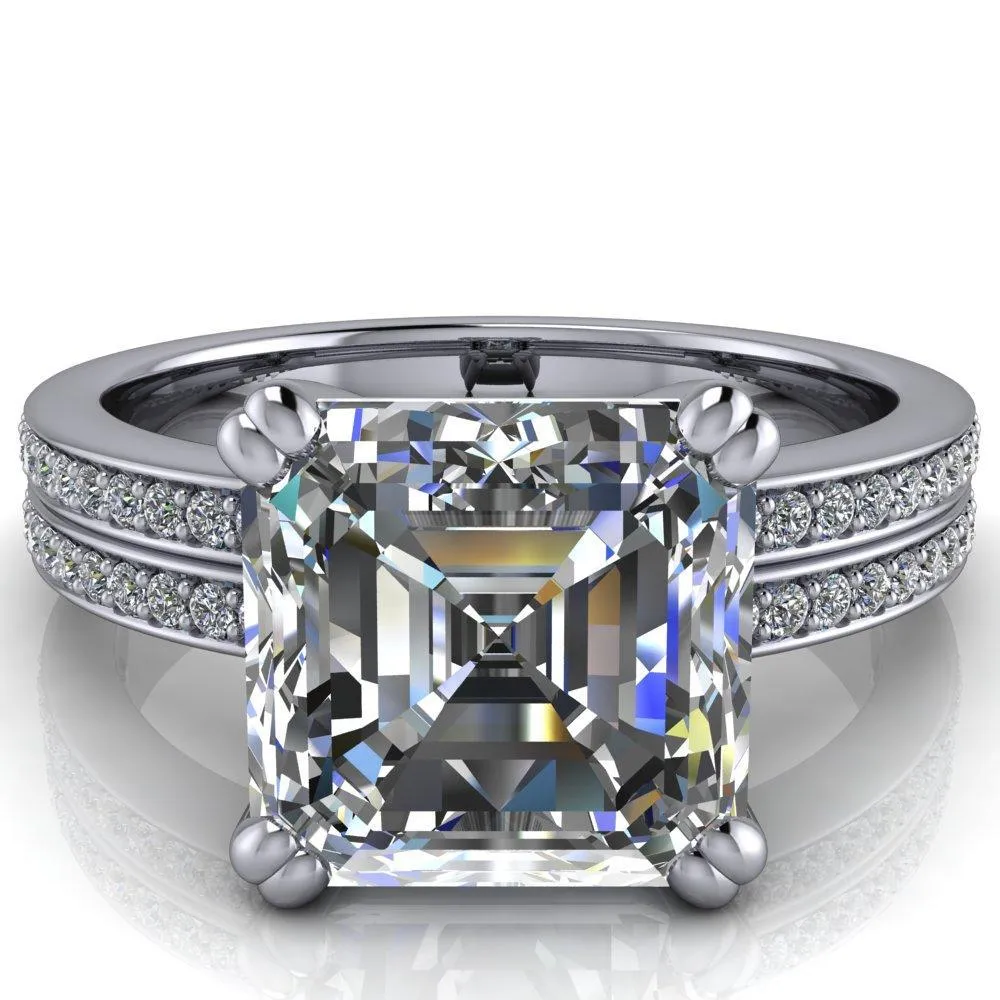 Sophina Asscher Moissanite 4 Double Prong Split Shank Engagement Ring
