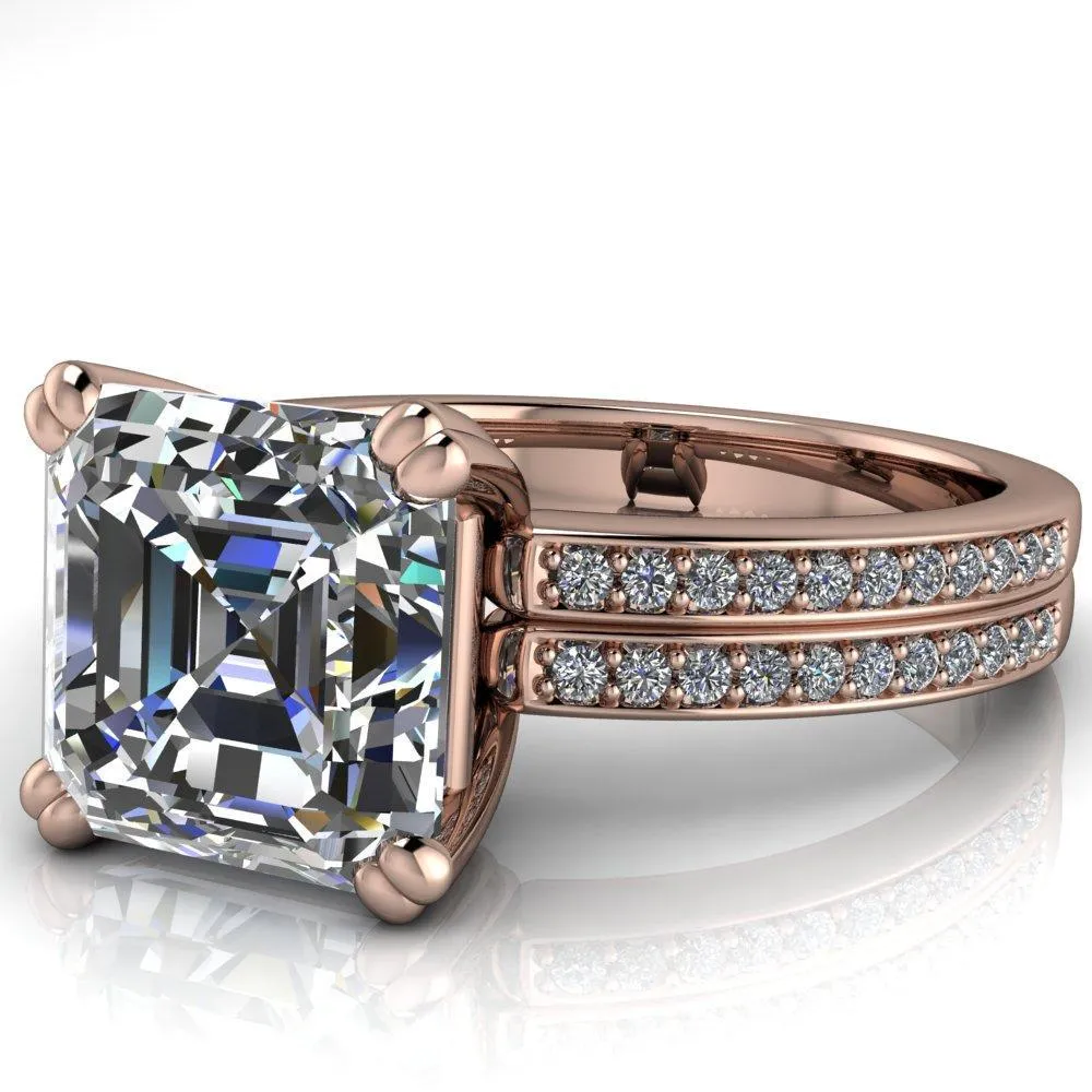 Sophina Asscher Moissanite 4 Double Prong Split Shank Engagement Ring