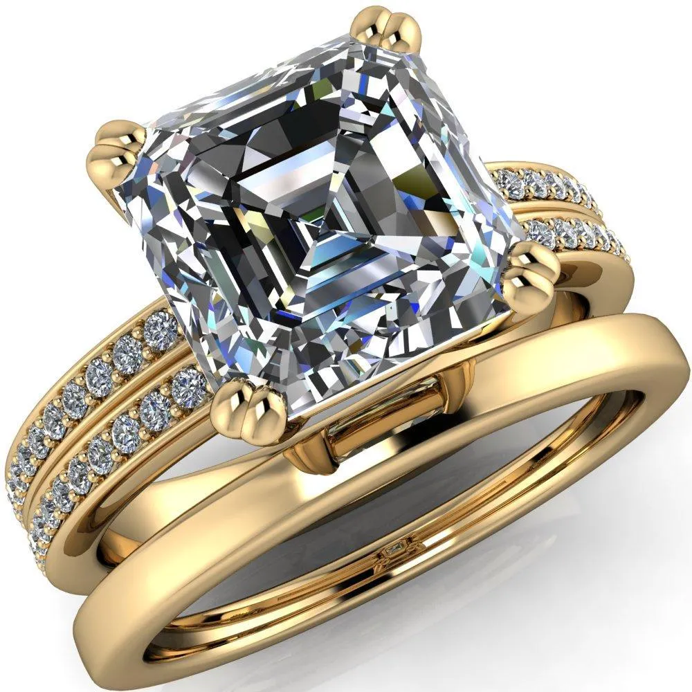 Sophina Asscher Moissanite 4 Double Prong Split Shank Engagement Ring