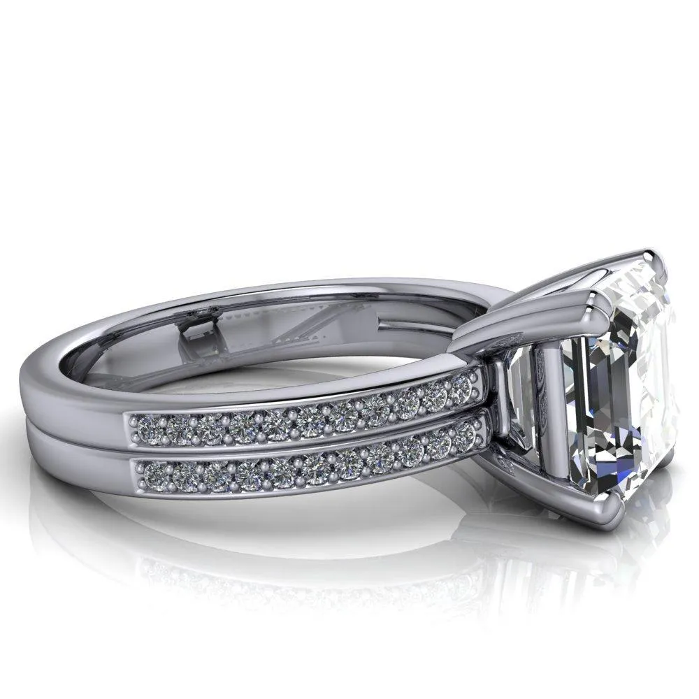 Sophina Asscher Moissanite 4 Double Prong Split Shank Engagement Ring
