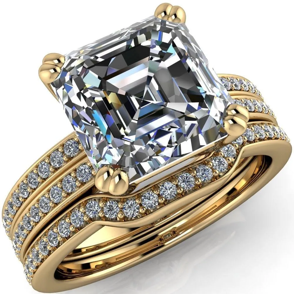 Sophina Asscher Moissanite 4 Double Prong Split Shank Engagement Ring