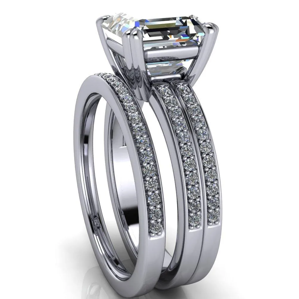 Sophina Asscher Moissanite 4 Double Prong Split Shank Engagement Ring