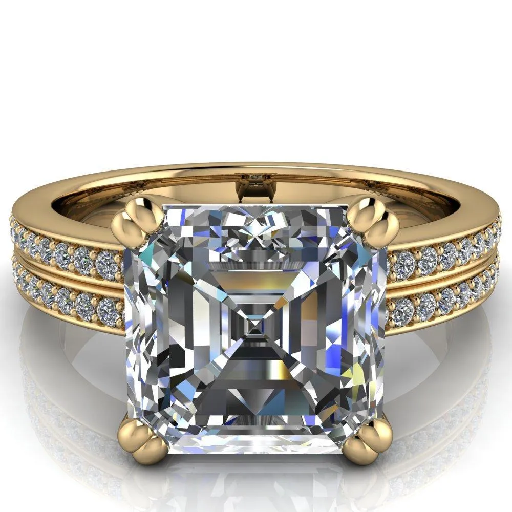 Sophina Asscher Moissanite 4 Double Prong Split Shank Engagement Ring