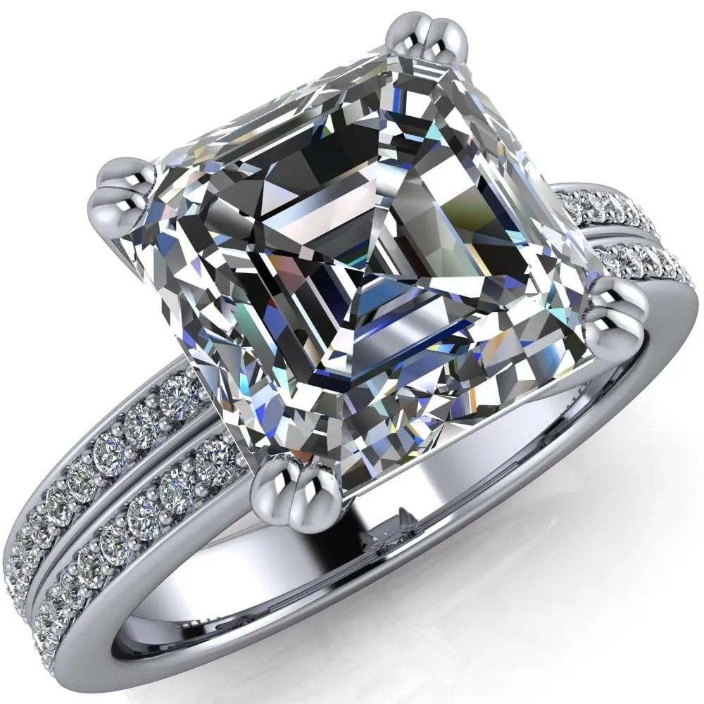 Sophina Asscher Moissanite 4 Double Prong Split Shank Engagement Ring