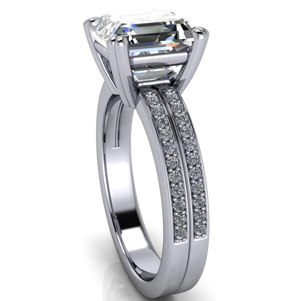 Sophina Asscher Moissanite 4 Double Prong Split Shank Engagement Ring