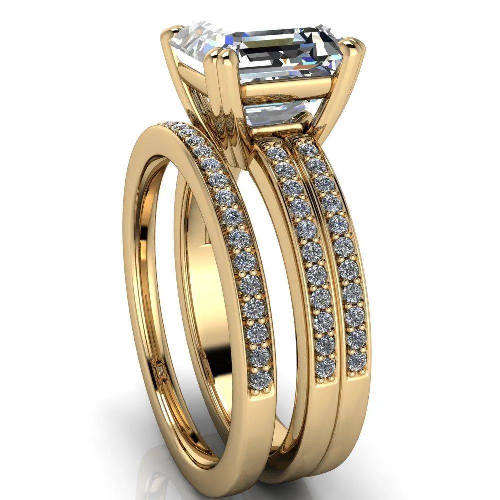 Sophina Asscher Moissanite 4 Double Prong Split Shank Engagement Ring