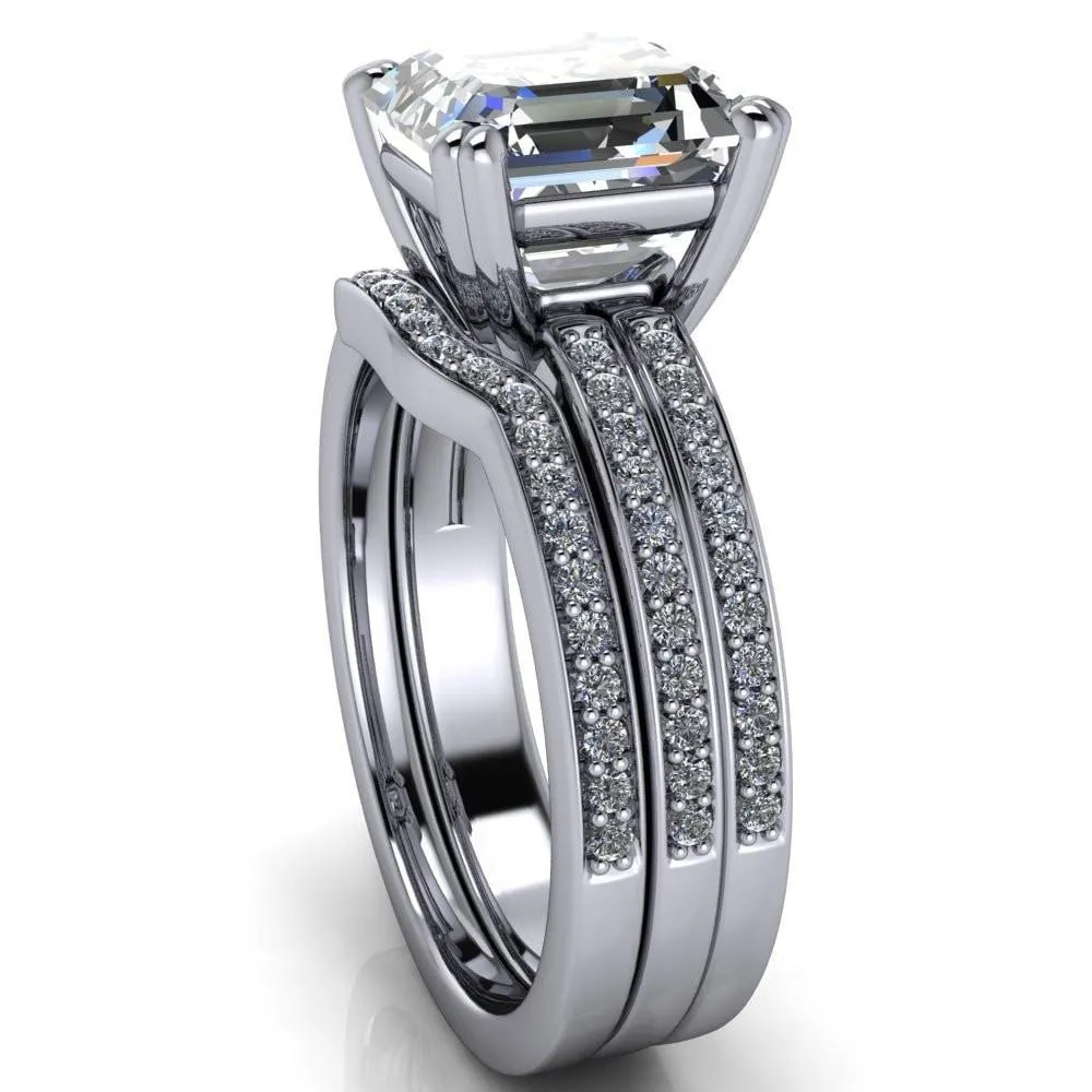 Sophina Asscher Moissanite 4 Double Prong Split Shank Engagement Ring