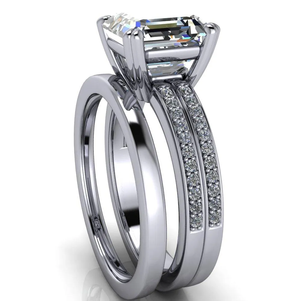 Sophina Asscher Moissanite 4 Double Prong Split Shank Engagement Ring