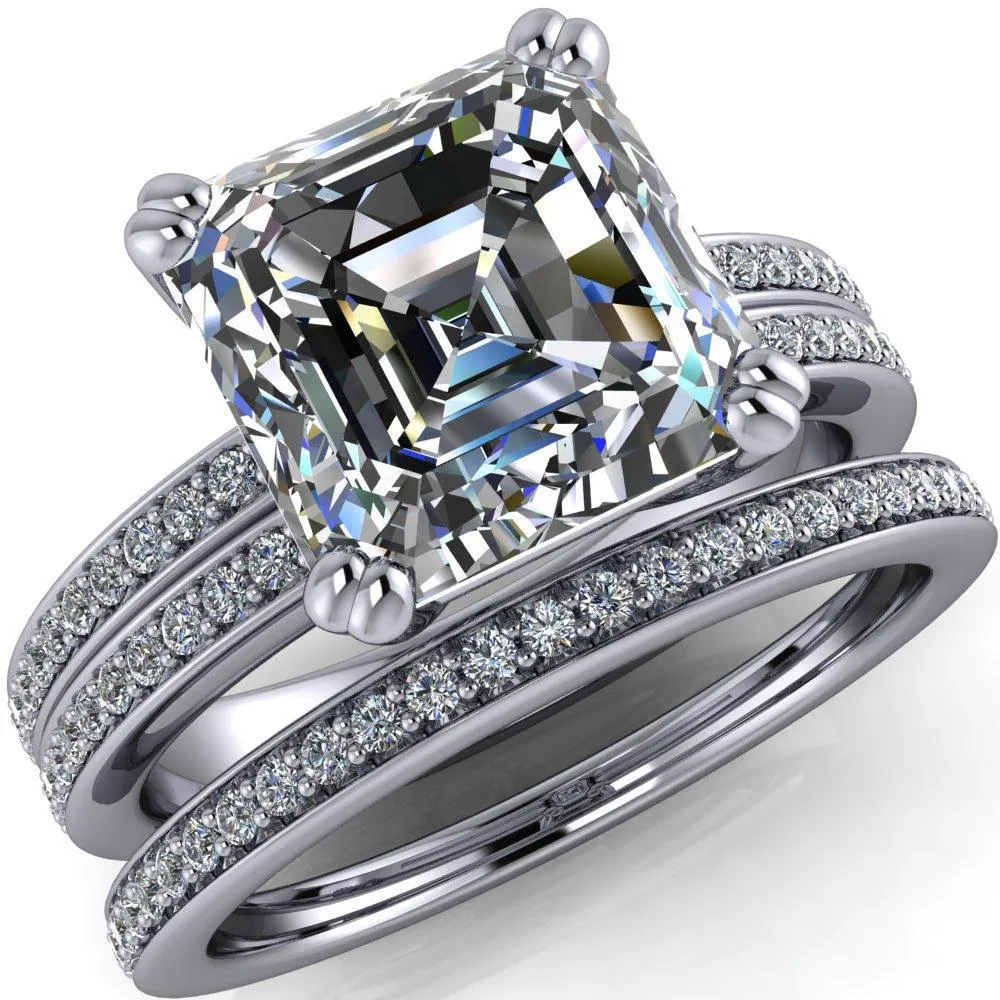 Sophina Asscher Moissanite 4 Double Prong Split Shank Engagement Ring