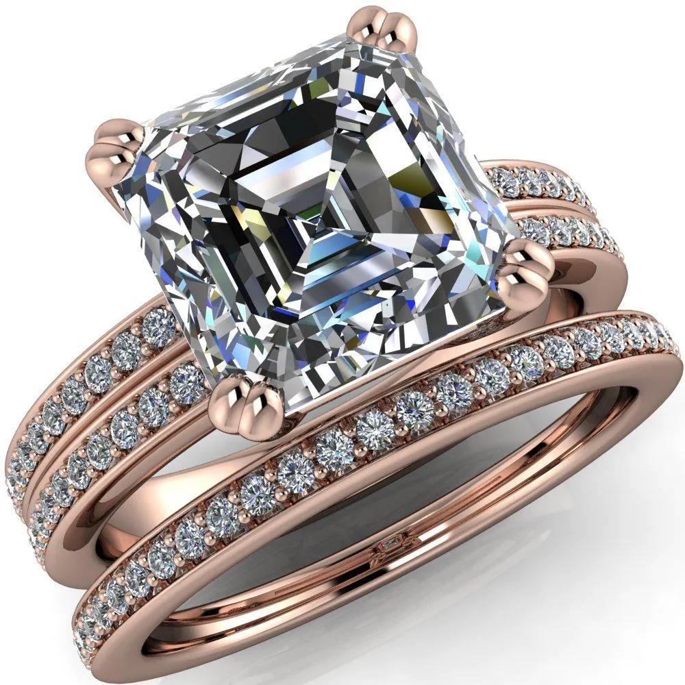 Sophina Asscher Moissanite 4 Double Prong Split Shank Engagement Ring