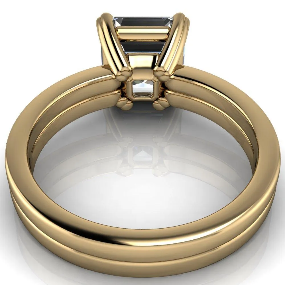 Sophina Asscher Moissanite 4 Double Prong Split Shank Engagement Ring