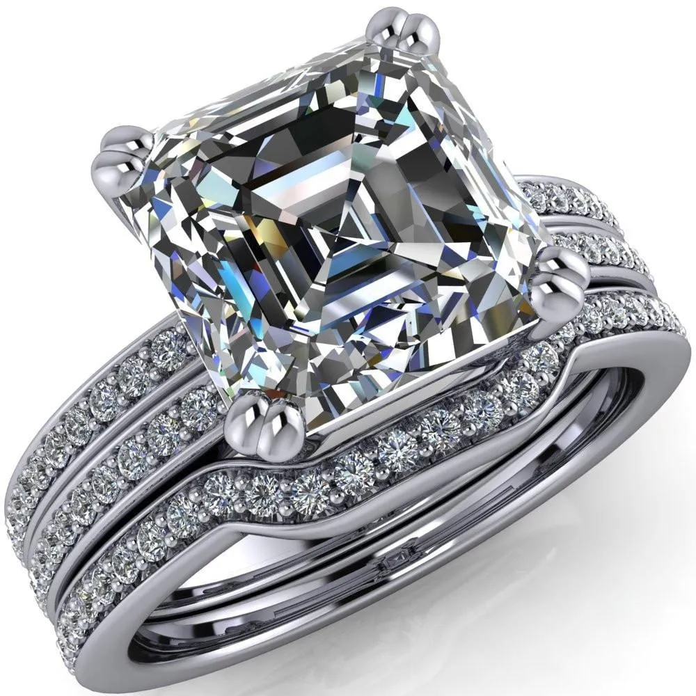 Sophina Asscher Moissanite 4 Double Prong Split Shank Engagement Ring