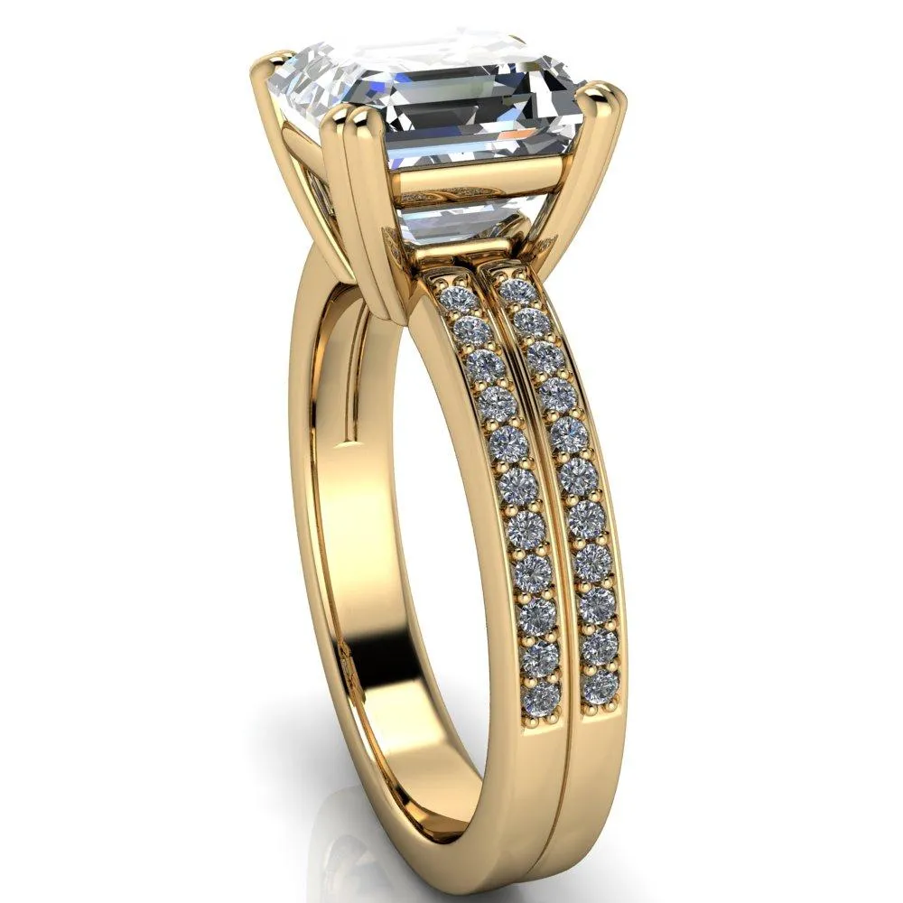 Sophina Asscher Moissanite 4 Double Prong Split Shank Engagement Ring