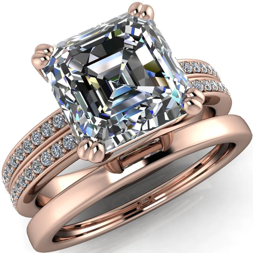 Sophina Asscher Moissanite 4 Double Prong Split Shank Engagement Ring