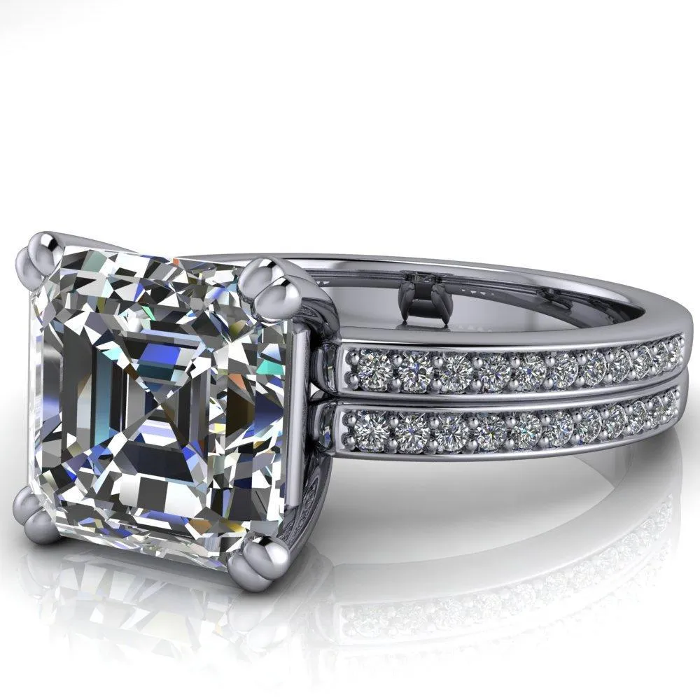 Sophina Asscher Moissanite 4 Double Prong Split Shank Engagement Ring