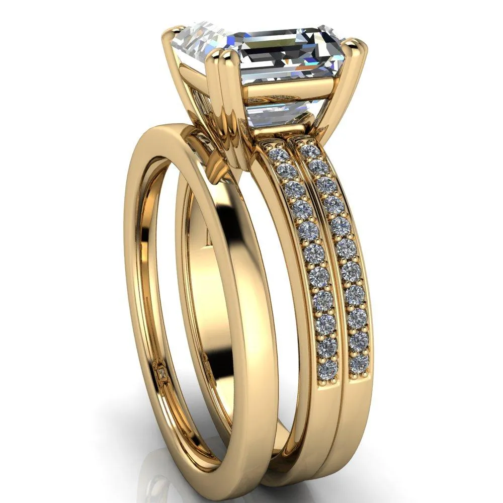 Sophina Asscher Moissanite 4 Double Prong Split Shank Engagement Ring