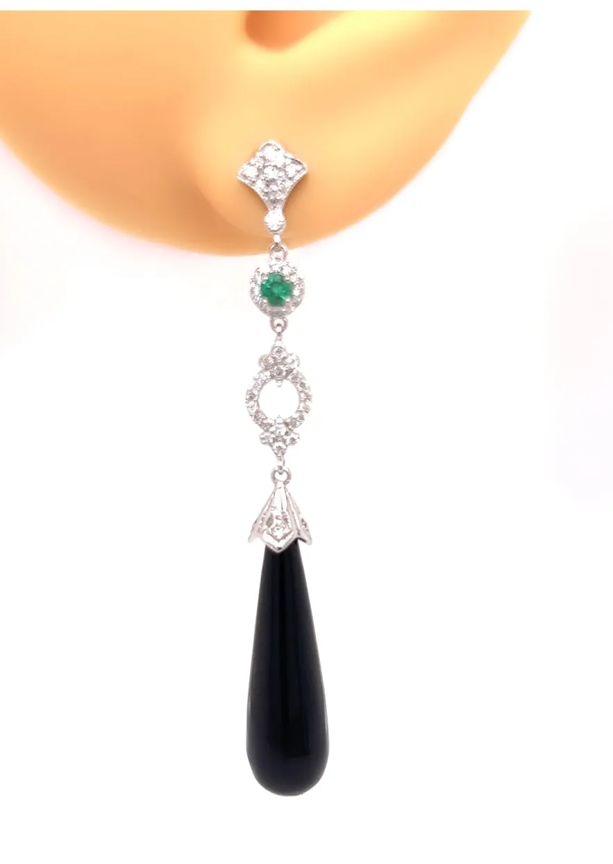 Sophisticated Emerald and Onyx Earrings