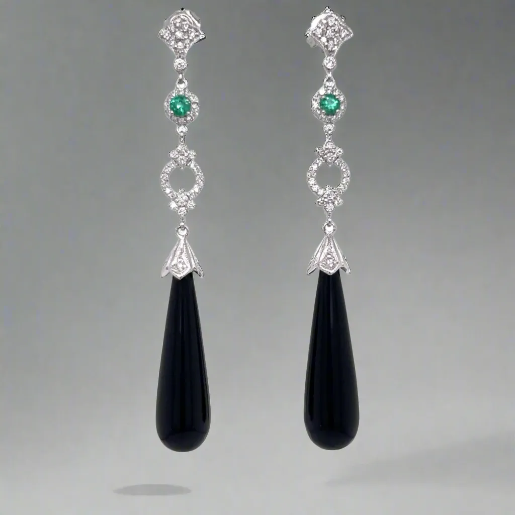 Sophisticated Emerald and Onyx Earrings