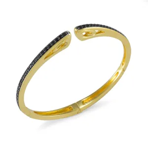 Spirit Pavé Cuff 3mm - 18K Gold Vermeil   CZ Noir