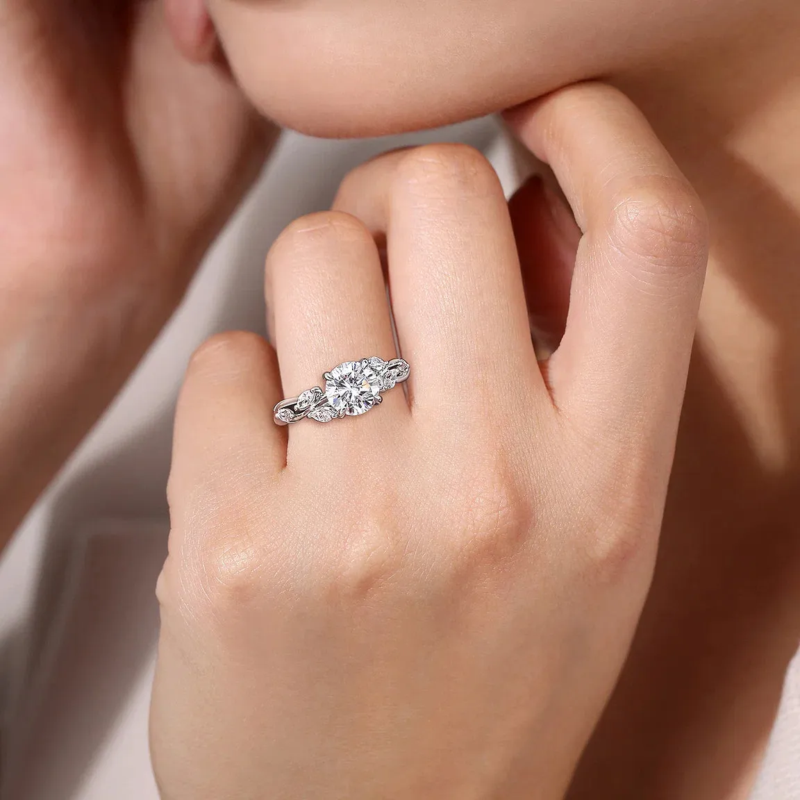Split Shank Floral Inspired Round Diamond Engagement Mounting