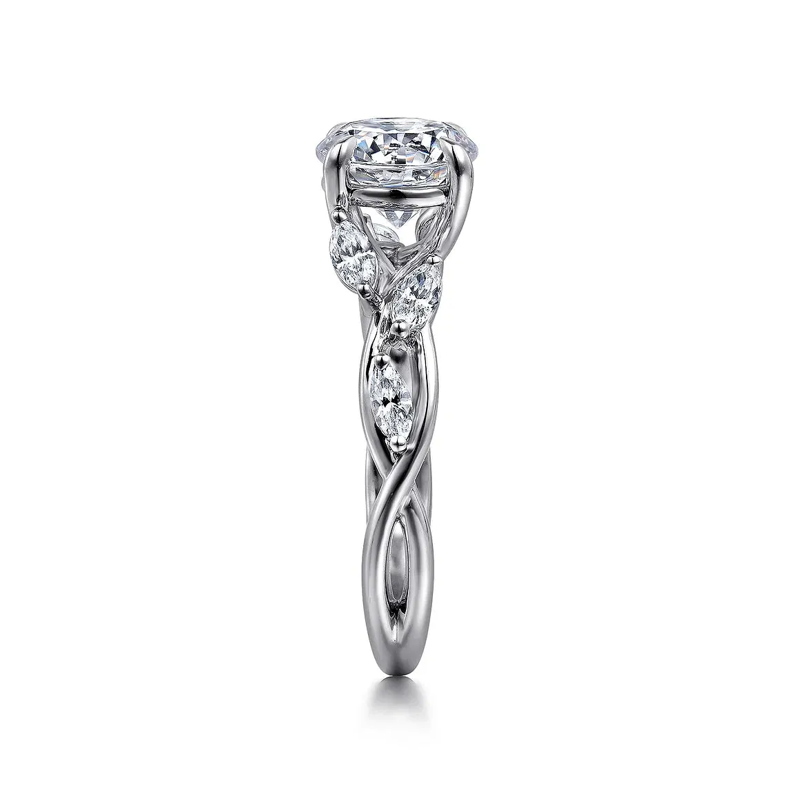 Split Shank Floral Inspired Round Diamond Engagement Mounting