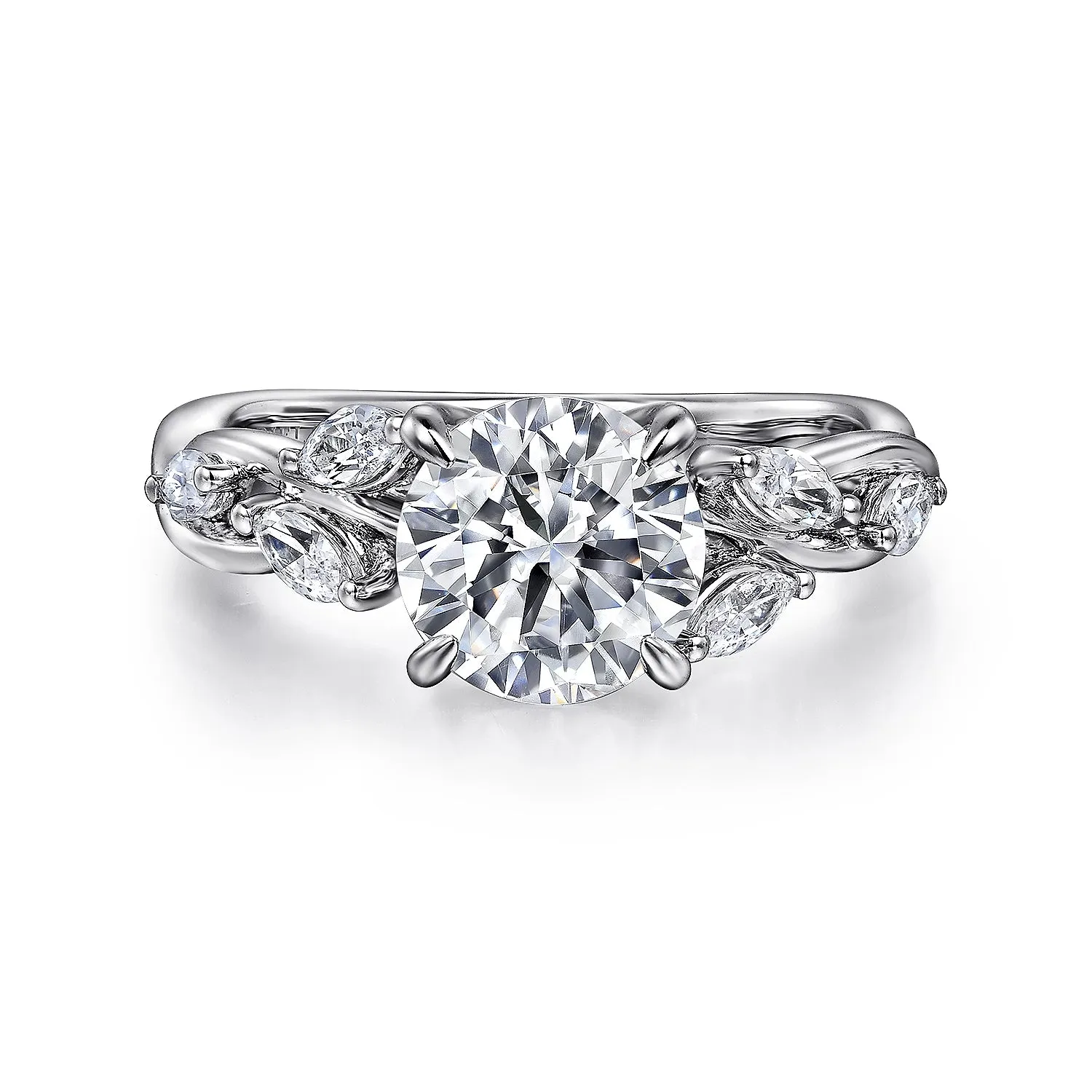 Split Shank Floral Inspired Round Diamond Engagement Mounting