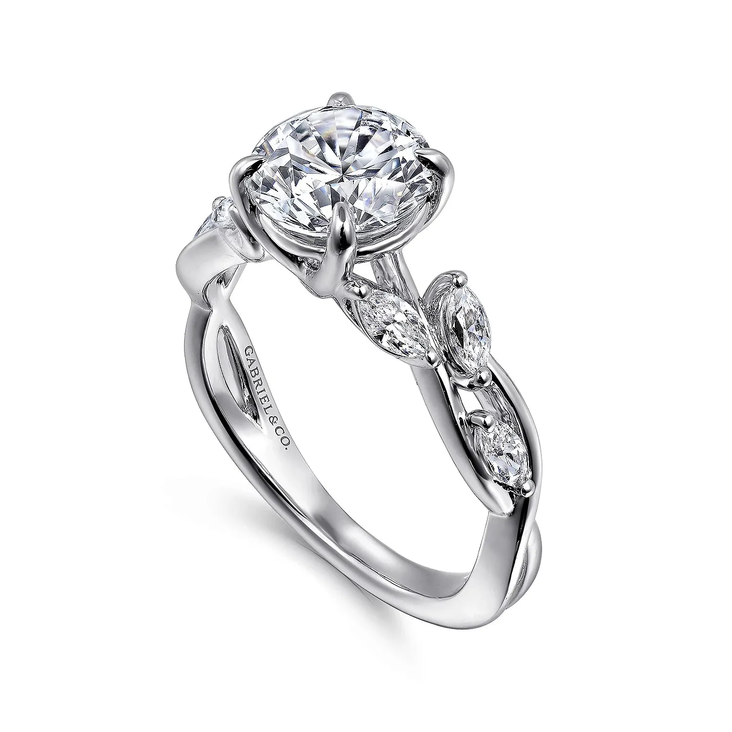 Split Shank Floral Inspired Round Diamond Engagement Mounting