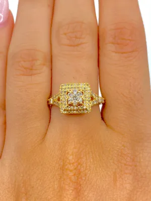 Square Diamond Engagement Ring