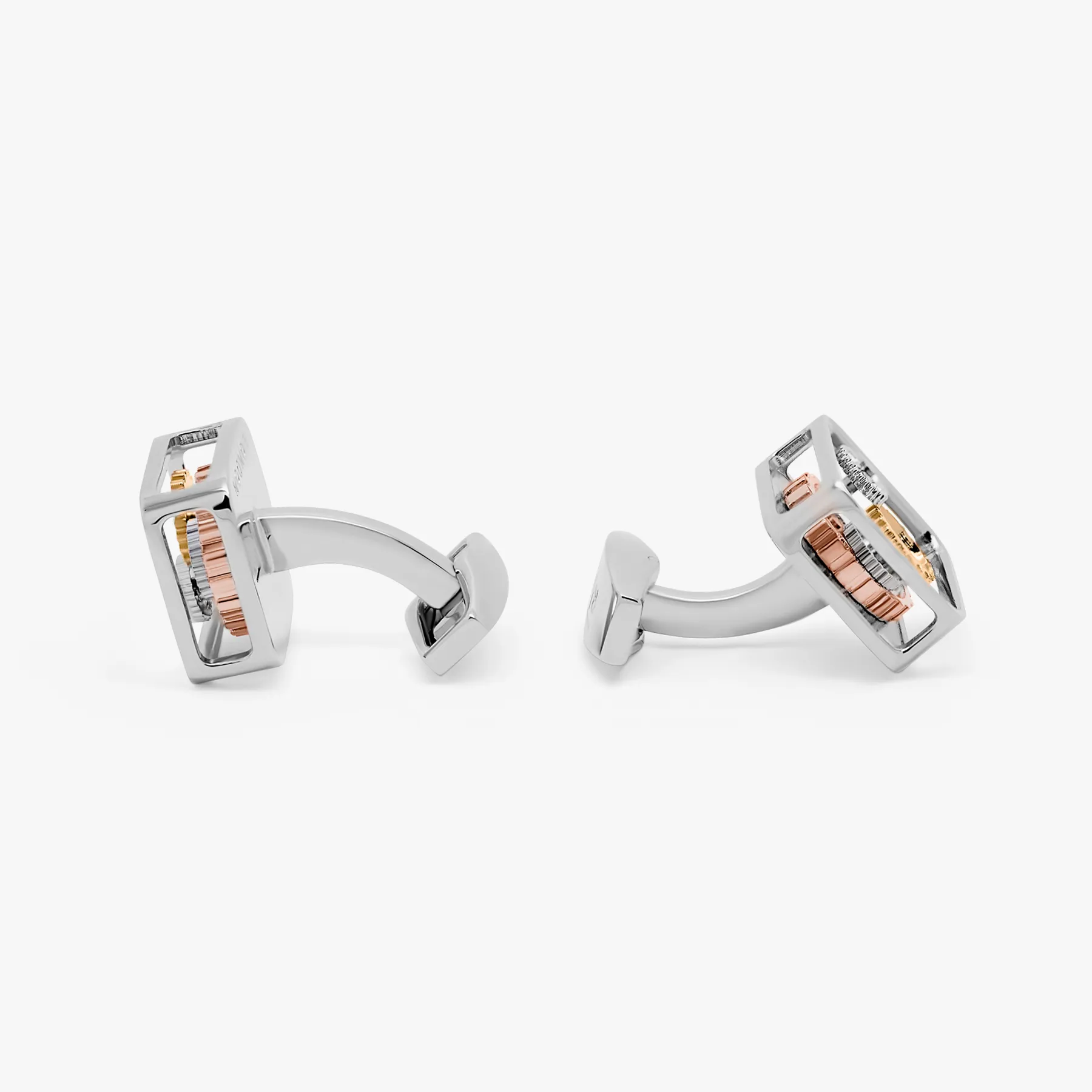 Square Gear Cufflinks In Silver With Palladium Plated Steel