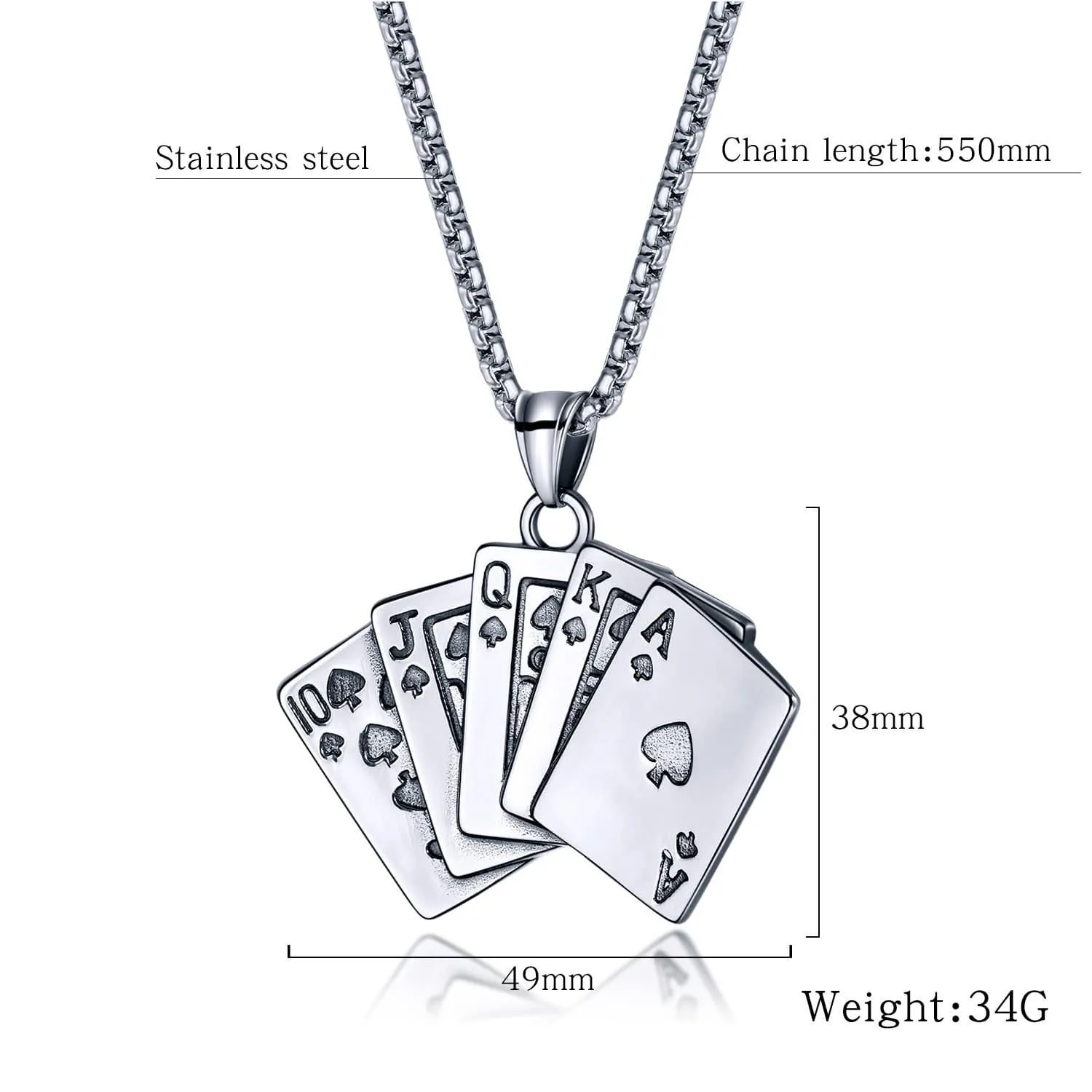Stainless Steel Playing Cards Necklaces
