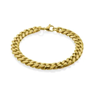 Steelx Stainless Steel Gold Tone (10mm) Curb Bracelet 9"