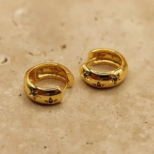 STELLA EARRINGS - EMERALD/GOLD