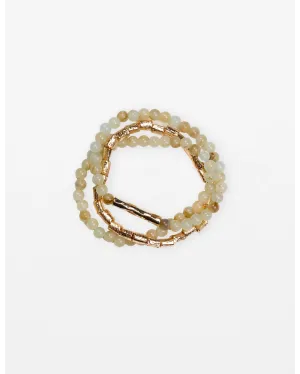 Stella   Gemma - Set of 3 Green & Gold Beaded Bracelets