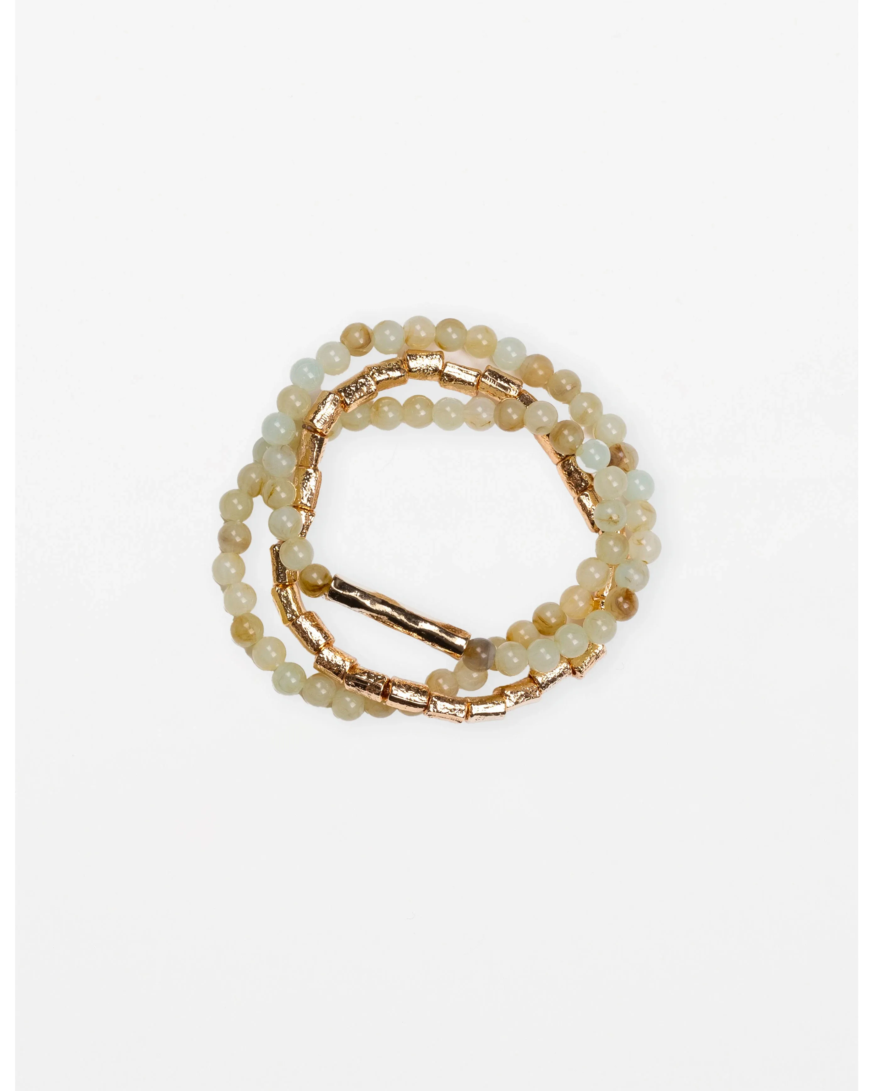 Stella   Gemma - Set of 3 Green & Gold Beaded Bracelets