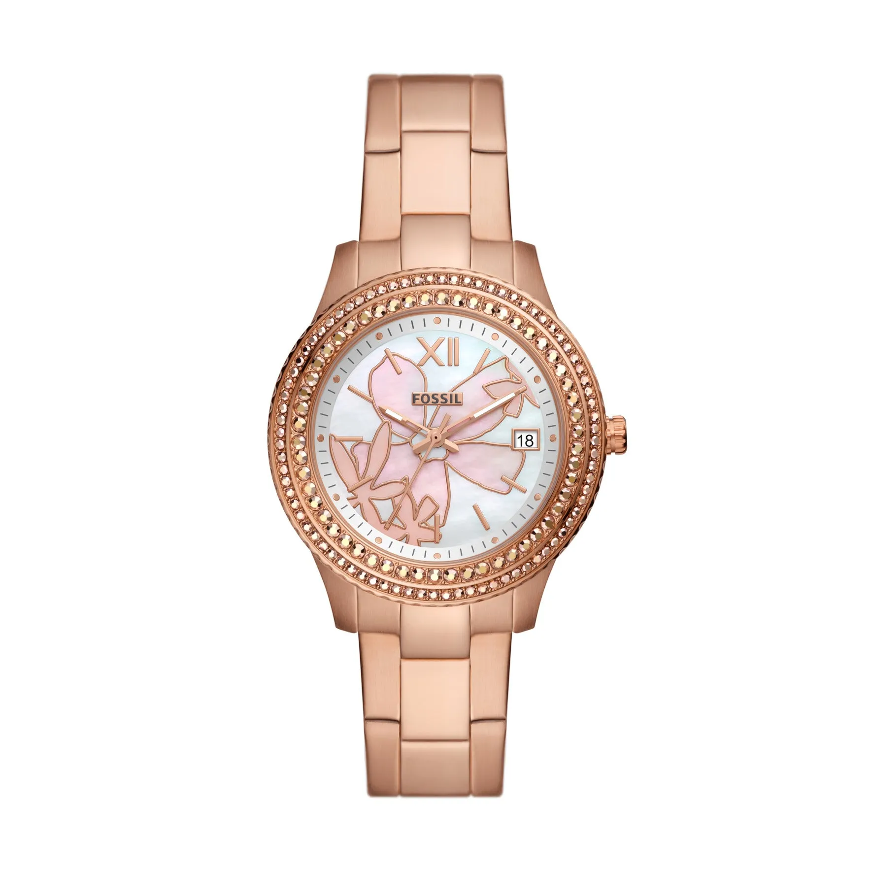 Stella Three-Hand Date Rose Gold-Tone Stainless Steel Watch